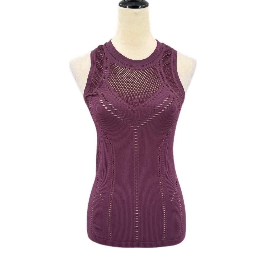 Athleta NEW Dark Purple Wine Oxygen Seamless Two Toned Cut Out Athletic Tank